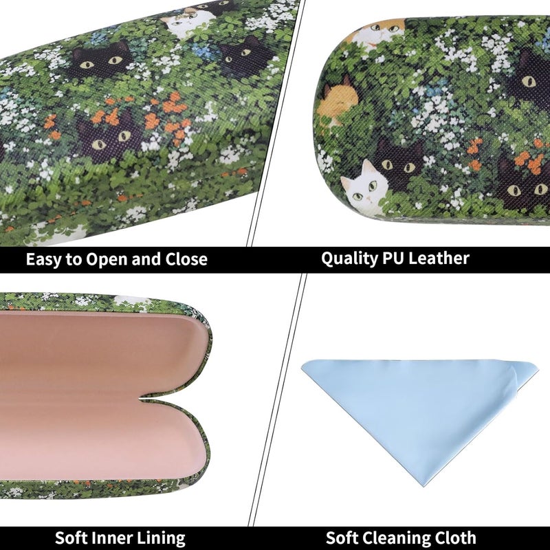 PERFECTSIGHT Store Hard Shell Eyeglasses Case, PU Leather Protective Glasses Case, Cute Eyeglass Case for Women Men Girls - Image 3